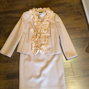 JCREW soft pink ruffled jacket and skirt